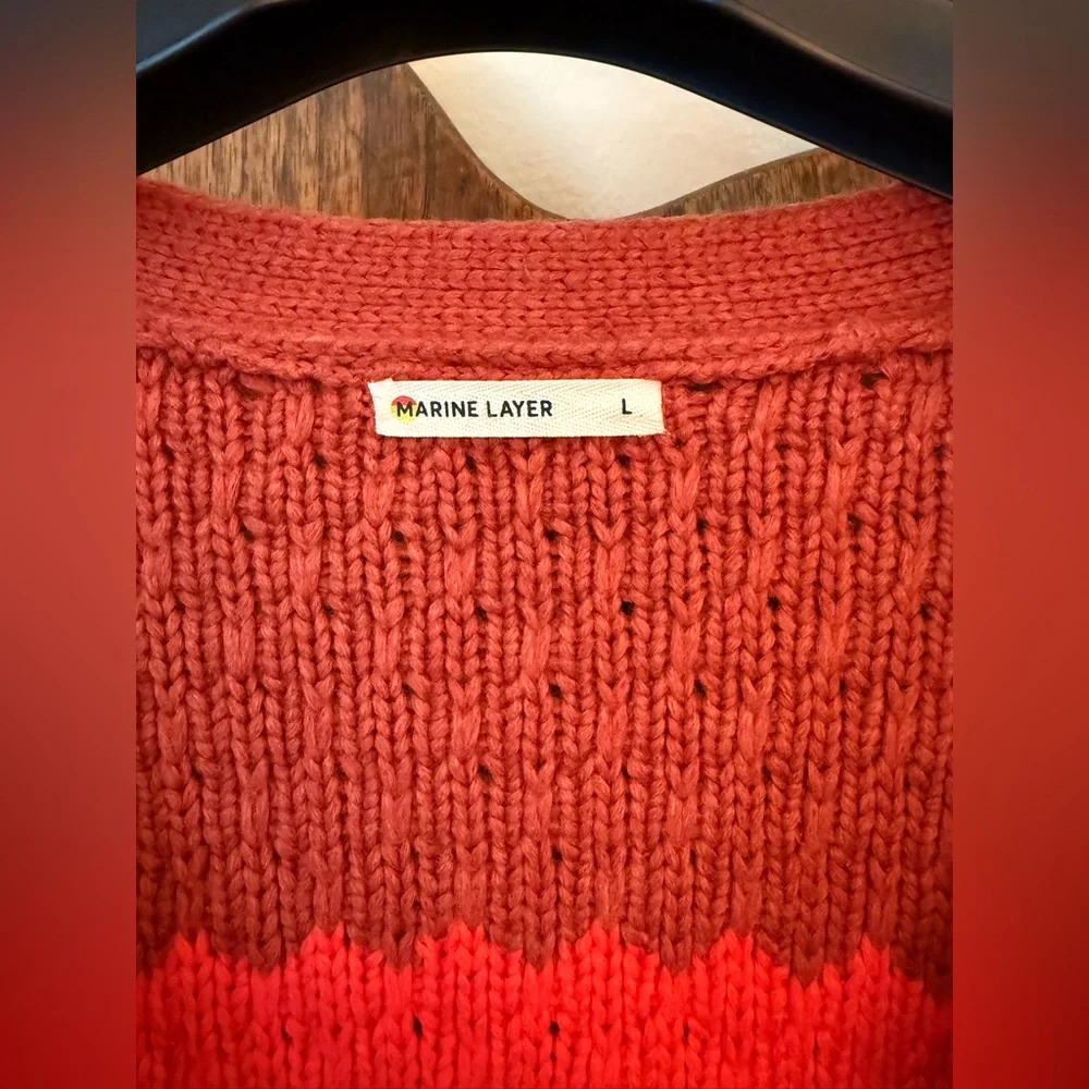 Marine Layer Block Stripe Oversize Cardigan in Multi Colorblock Large - Picture 5 of 9